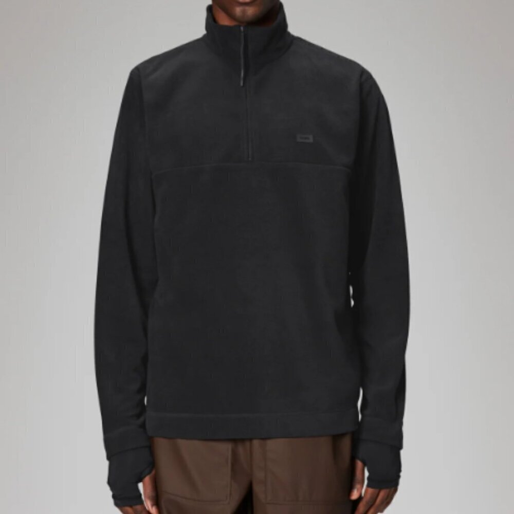 NEW Rains Addis Black Fleece Half Zip Pullover Sweatshirt SZ XL